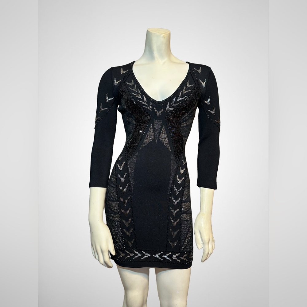 Marciano Black Bandage 3/4 Sleeve Dress